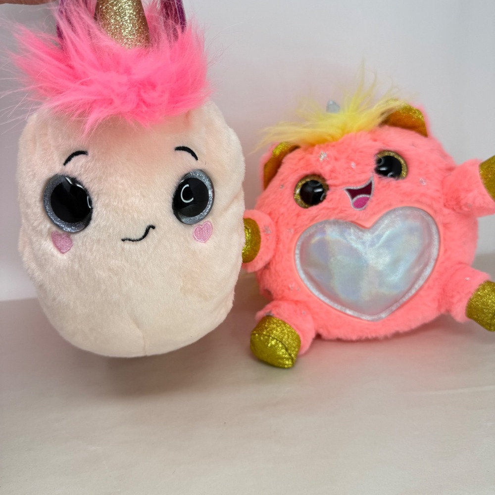 2 Zuru Rainbocorns Fairycorn Princess Pink Unicorn Plush Silver Stars Gold Wings